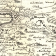 Satalice na Mullerově mapě Čech z r. 1720. Jak je vidět procházela tudy hlavní cesta na Nymburk
